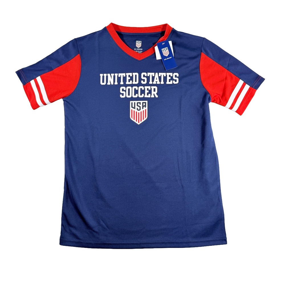 US Soccer Federation Youth XL Jersey Shirt Blue Red United States NWT
